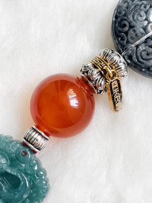 Dragon Double Lotus Guardian - Feng Shui Hanging Crystal