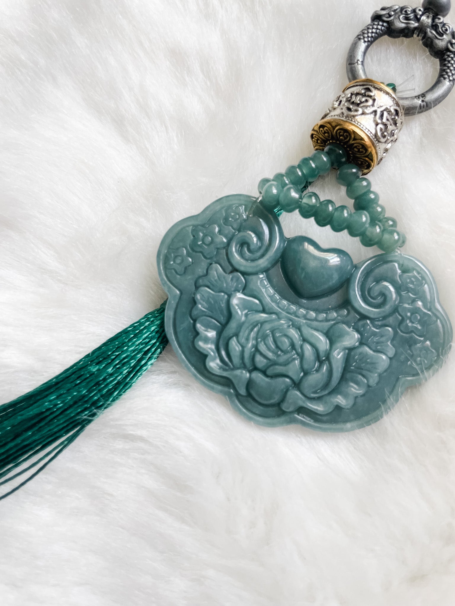 Cloud Ruyi Double Dragon - Feng Shui Hanging Crystal