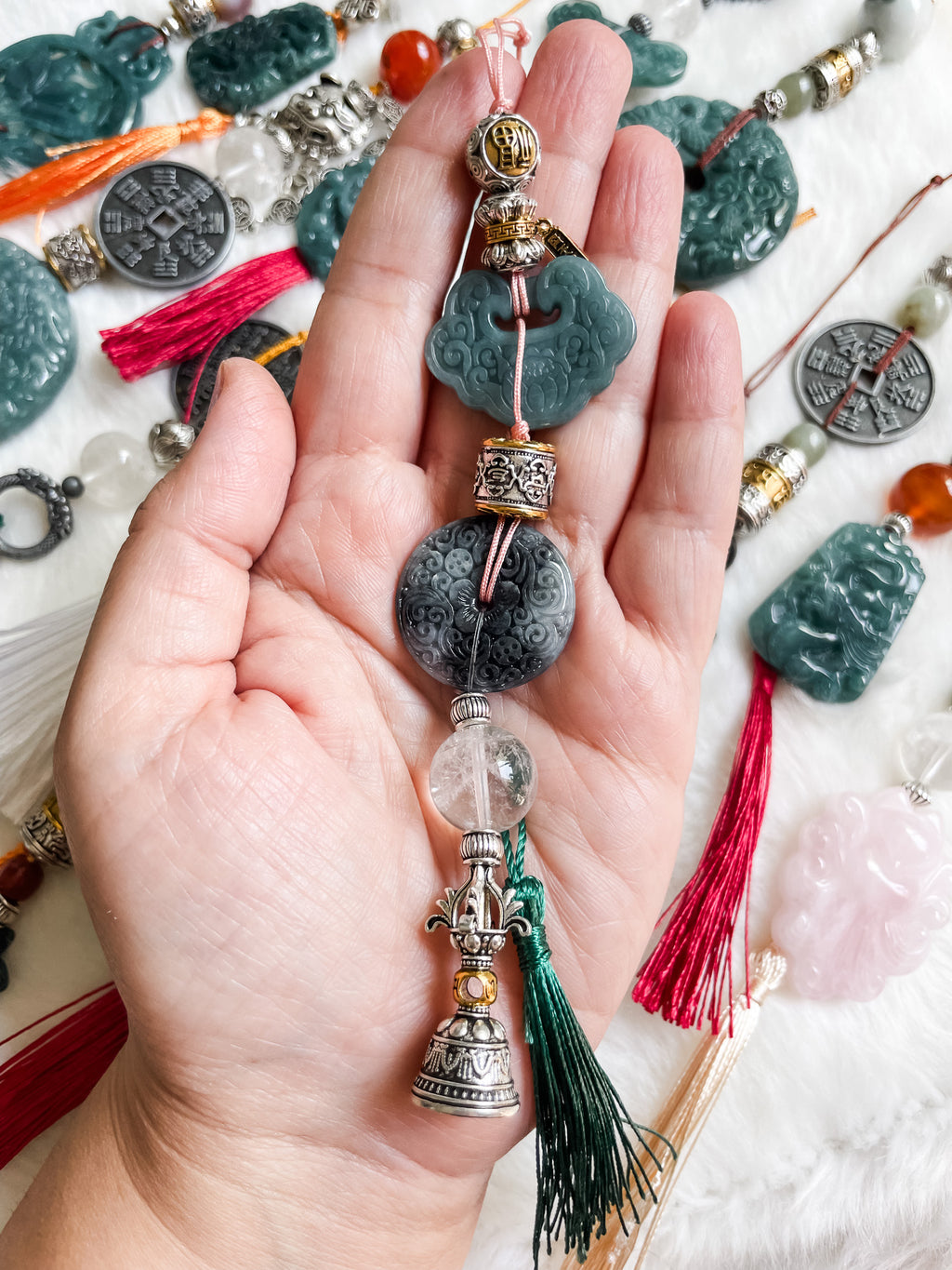 Lotus Ruyi Harmony - Feng Shui Hanging Crystal