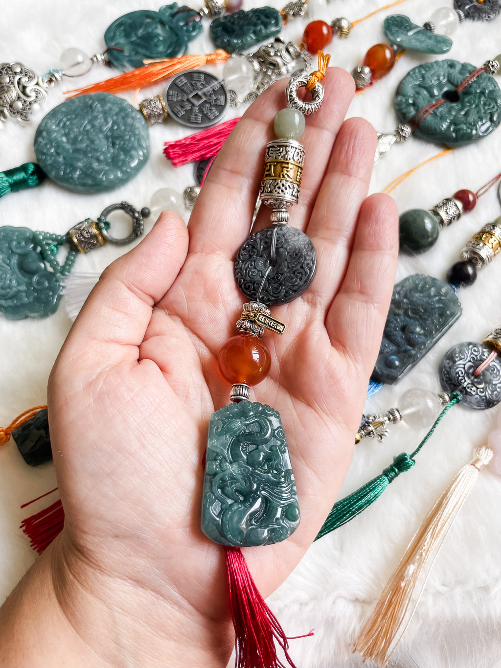 Dragon Double Lotus Guardian - Feng Shui Hanging Crystal