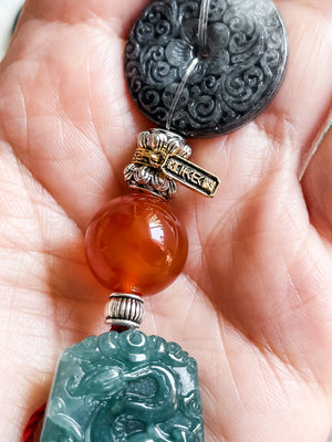 Dragon Double Lotus Guardian - Feng Shui Hanging Crystal