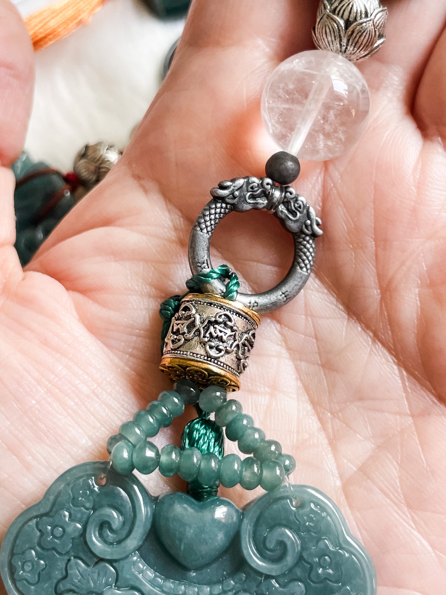 Cloud Ruyi Double Dragon - Feng Shui Hanging Crystal