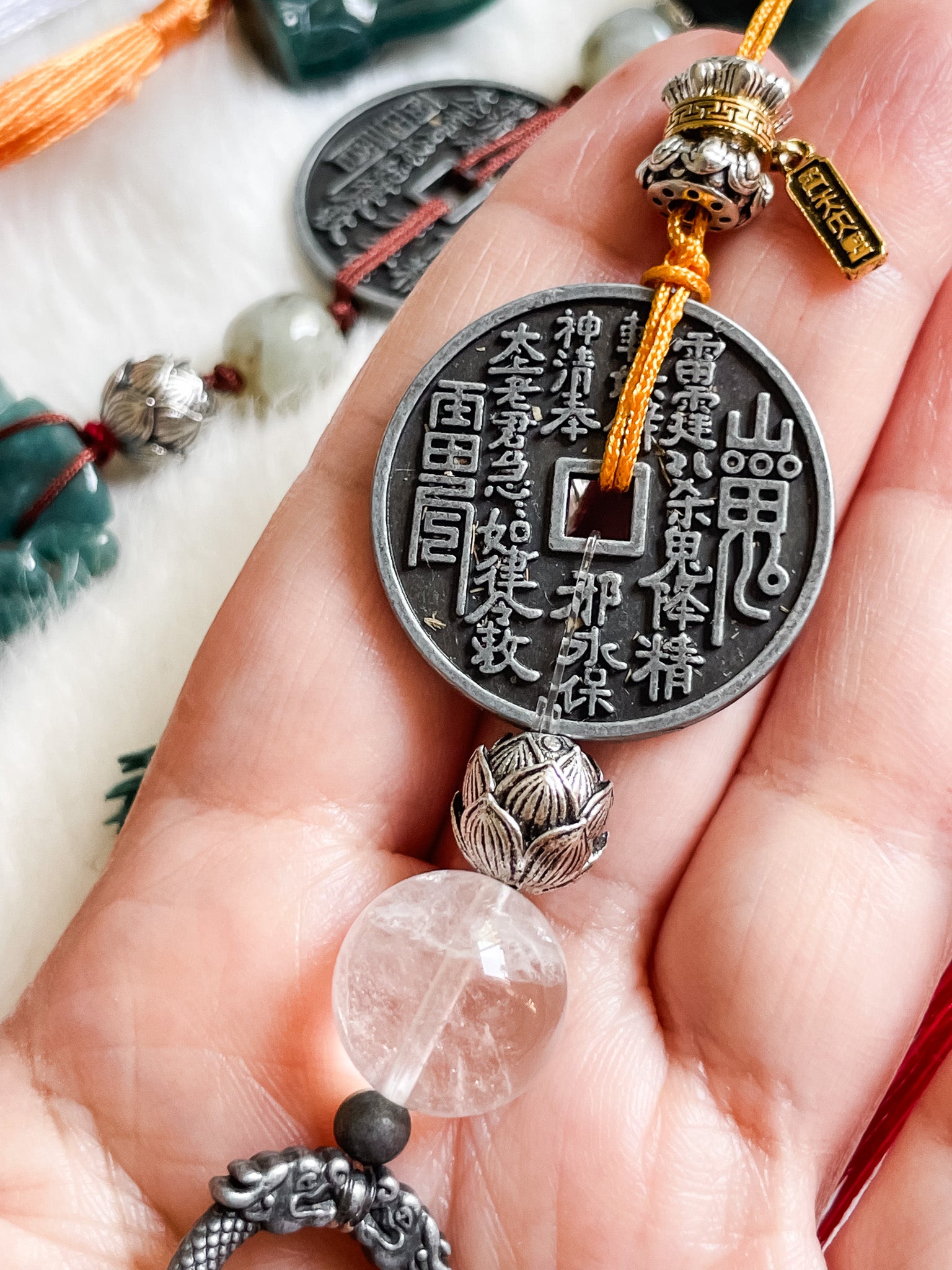 Cloud Ruyi Double Dragon - Feng Shui Hanging Crystal