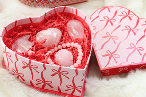 Rose Quartz Valentine Box - 5 High Quality Crystals in a Valentines gift box