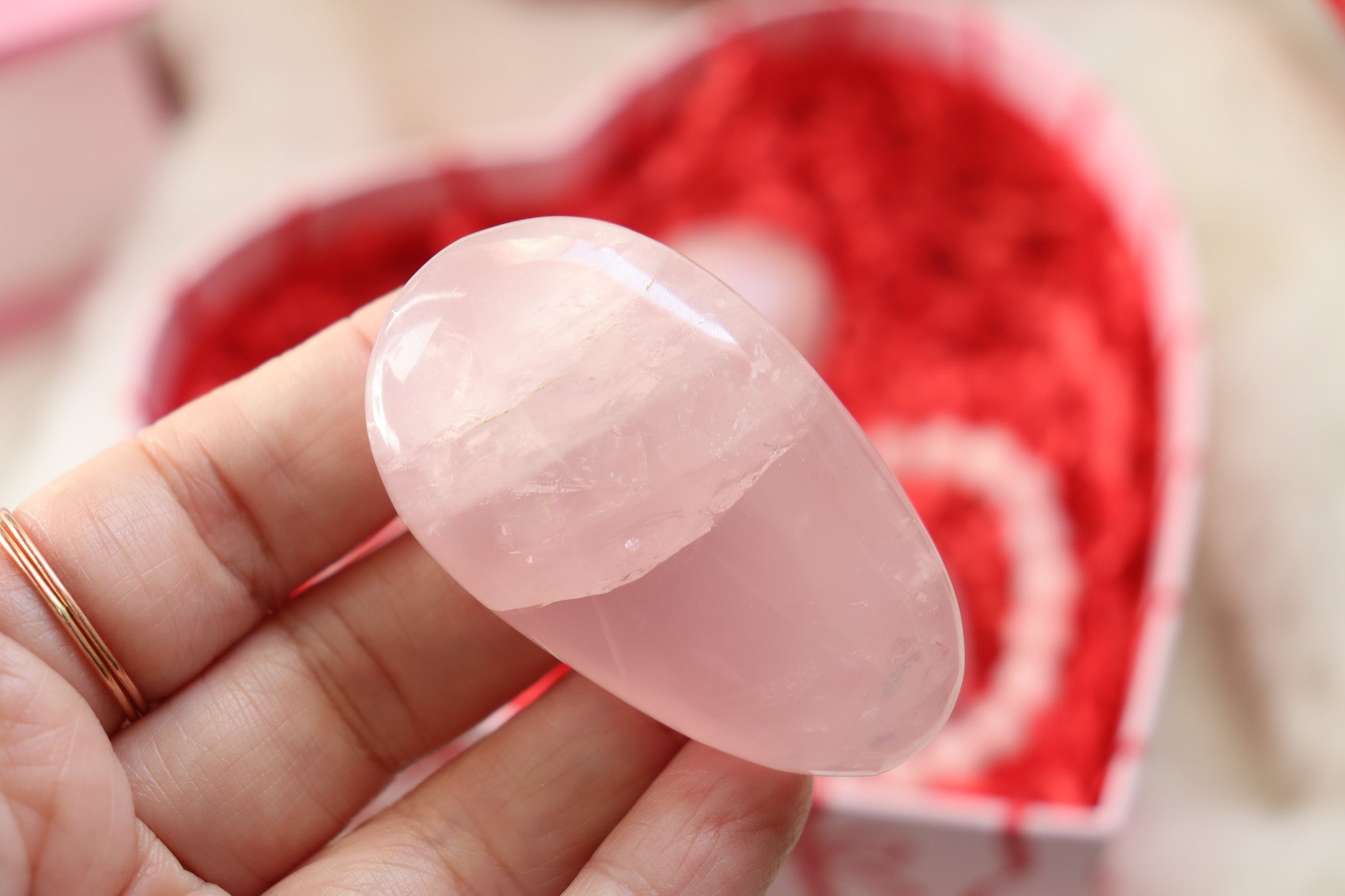 Rose Quartz Valentine Box - 5 High Quality Crystals in a Valentines gift box