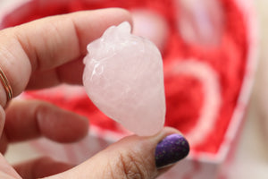 Rose Quartz Valentine Box - 5 High Quality Crystals in a Valentines gift box