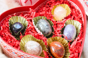 Be Mine, Valentine Crystal Box - 6 High Quality Crystal tumbles in a chocolate themed gift box