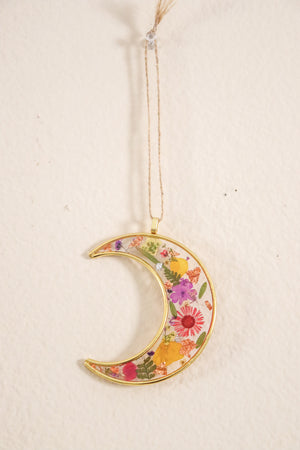 Little Moon - Resin and Flower Crescent Moon Wall Hanging