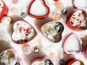 Valentines Gift Set - Love Meditation Candle & Crystal Love and Abundance Set by Caretuals