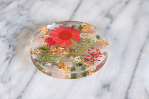 Red Heart - Resin and Flower coaster/tray