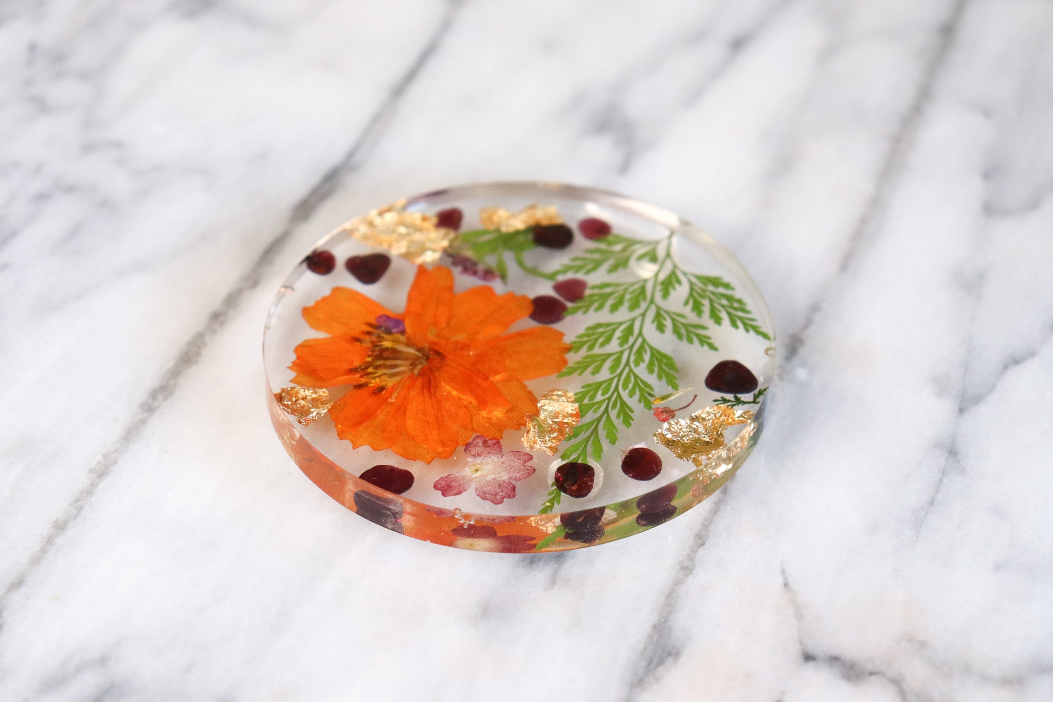Orange Blossom - Resin and Flower coaster/tray