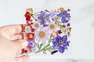 Purple & Maroon fields - Square Botanic Trays & Coasters by Caretuals