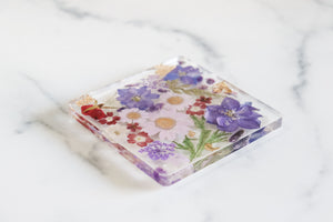 Purple & Maroon fields - Square Botanic Trays & Coasters by Caretuals