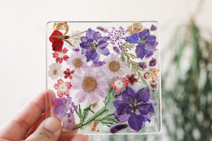 Purple & Maroon fields - Square Botanic Trays & Coasters by Caretuals