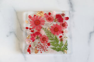 Passionate Red - Square Botanic Trays & Coasters by Caretuals