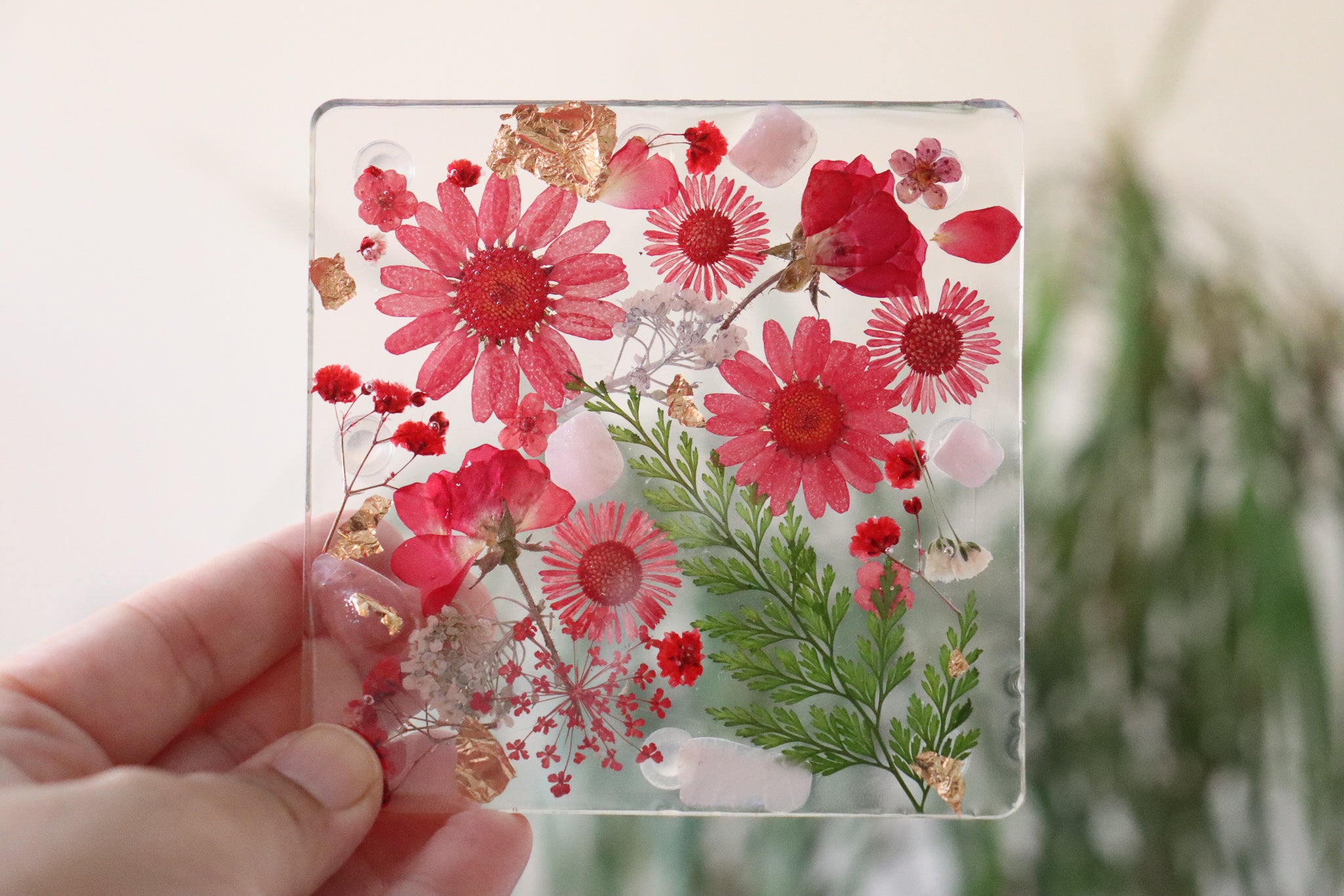 Passionate Red - Square Botanic Trays & Coasters by Caretuals